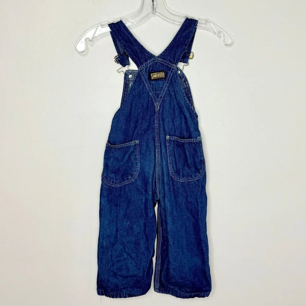 Vintage 1960s/70s Kids Denim Overalls, Sanforized Size 3/4